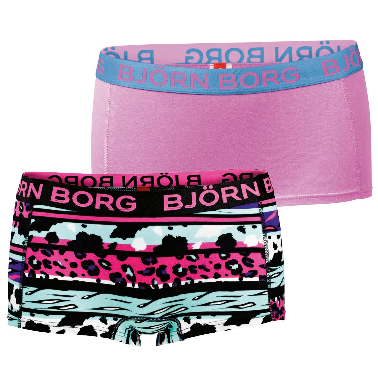 Edele Mineraalwater Overzicht 2-stuks verpakking Björn Borg Mini Shorts Pink + Pattern - Boxer -  Damesslips - Ondergoed - Timarco.nl