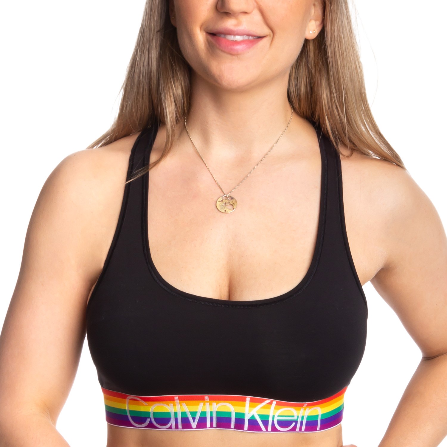 Calvin Klein Women's Pride Modern Cotton Bralette, White_Gradient Rainbow,  X-Small at  Women's Clothing store